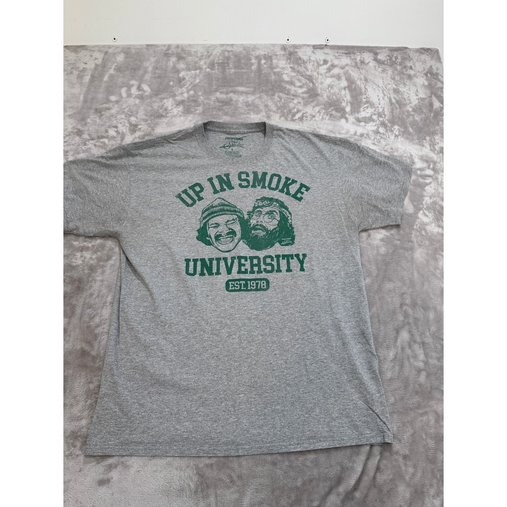 Cheech & Chong Up In Smoke University T-Shirt Mens Large Gray Green Graphic Tee